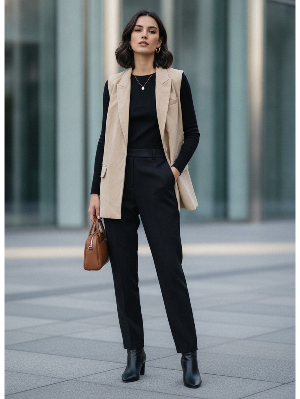 Adam Lippes Beige Sleeveless Blazer Vest